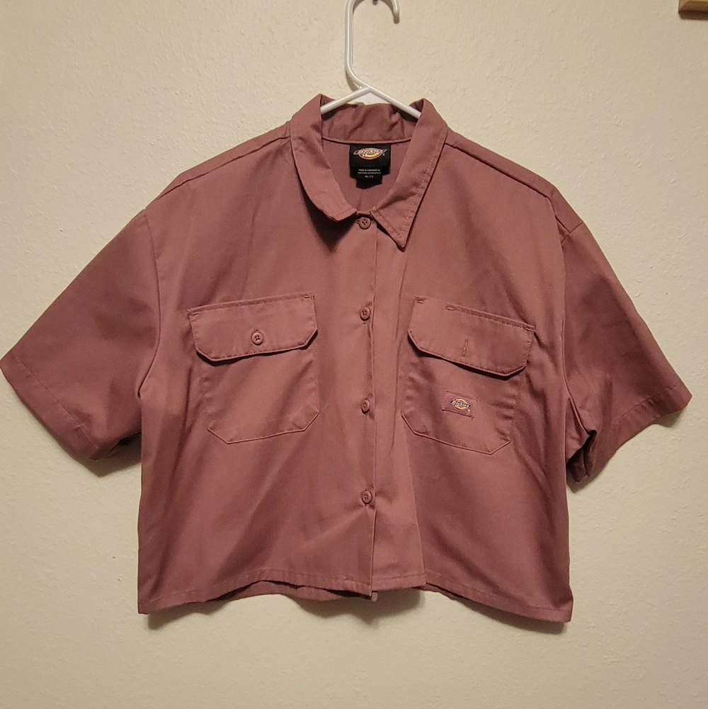 Dickes XL Mauve Cropped Button Up